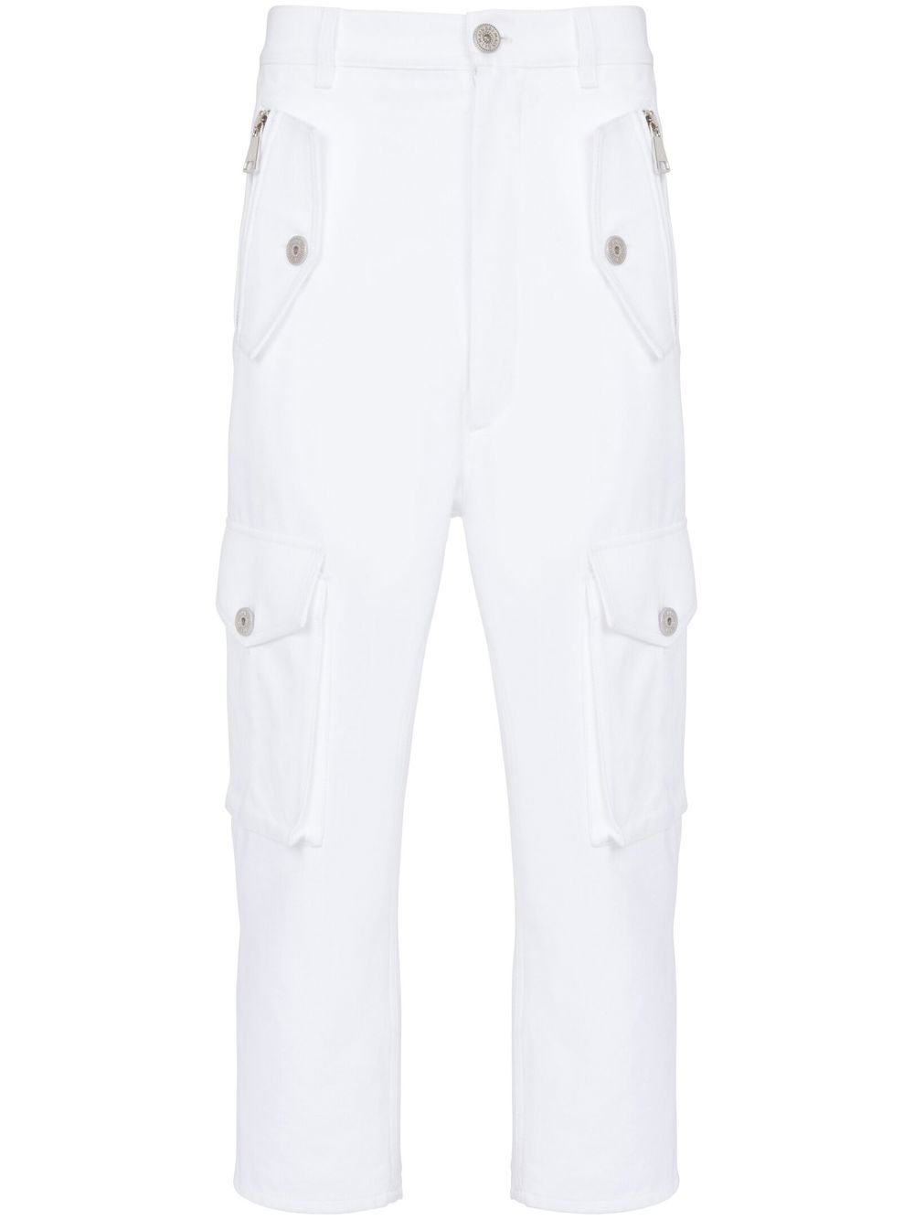 Cropped cargo trousers - White