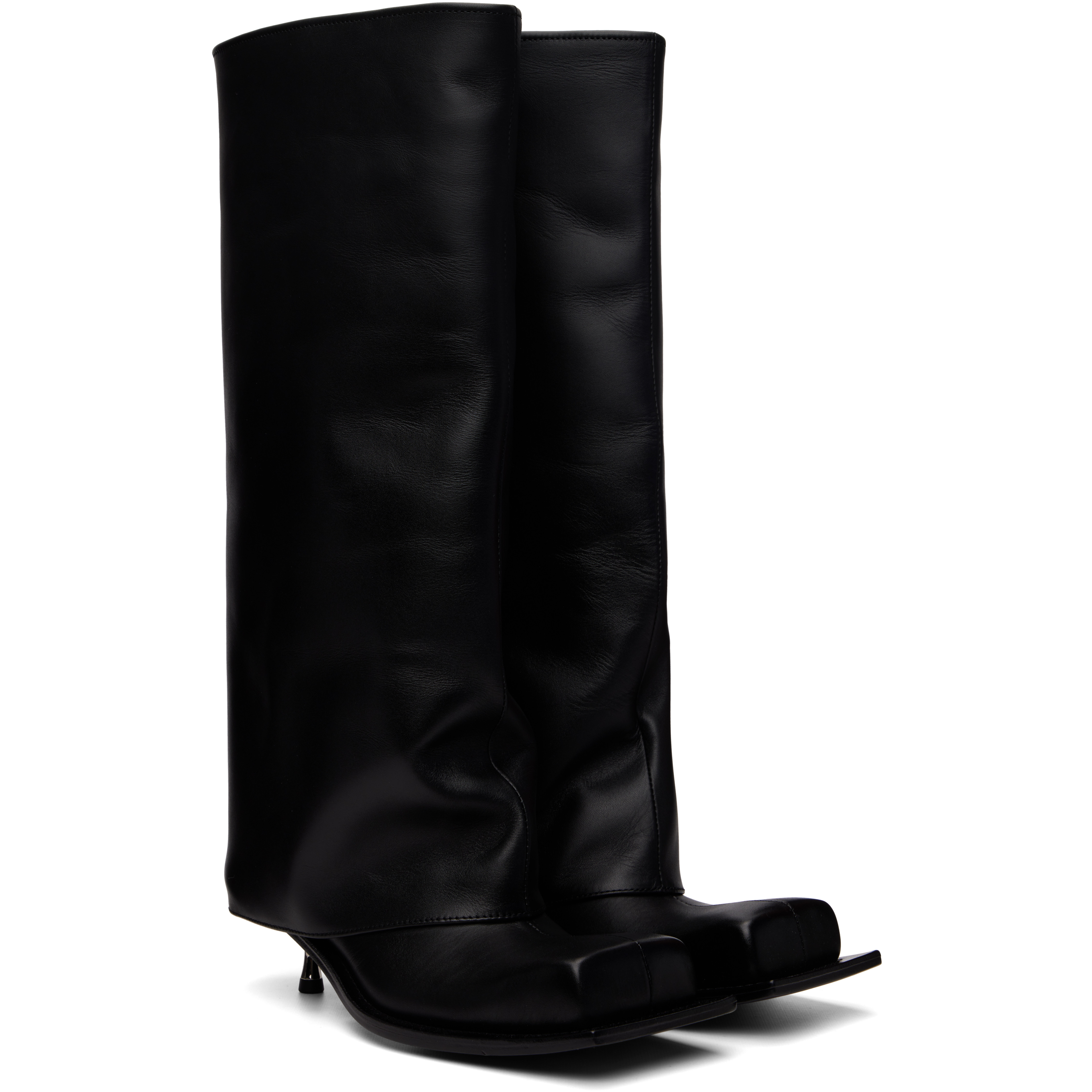 Black Iman Kitten Heel Tall Boots