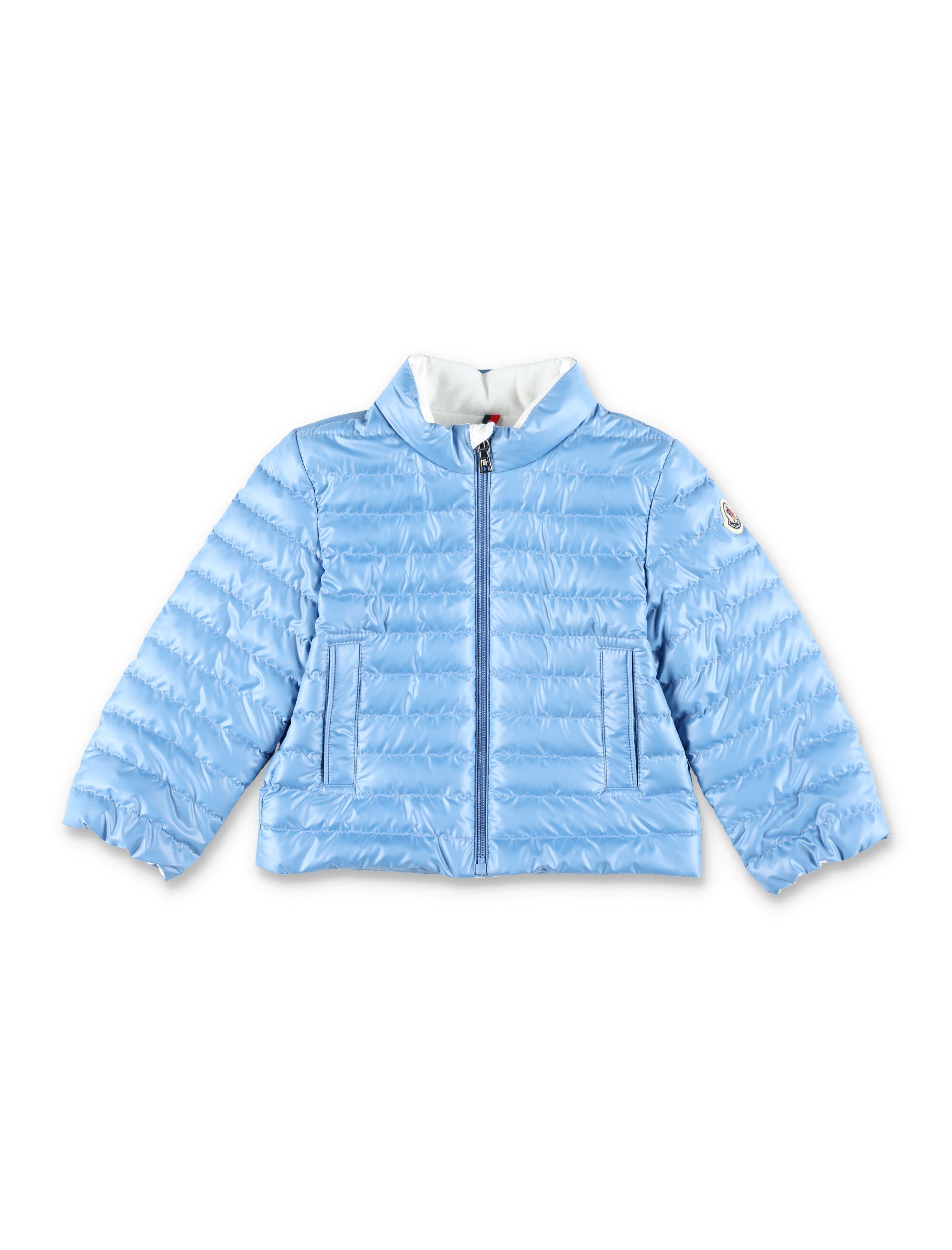 'Kerm' Crewneck Down Jacket with Logo Patch on the Sleeve in Tech Fabric Boy