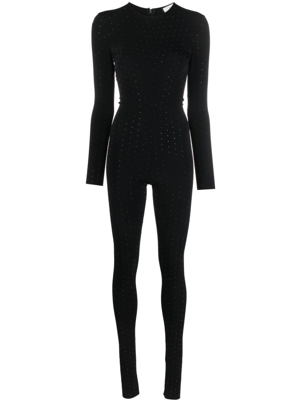 Long-sleeve glitter-detail jumpsuit - Black