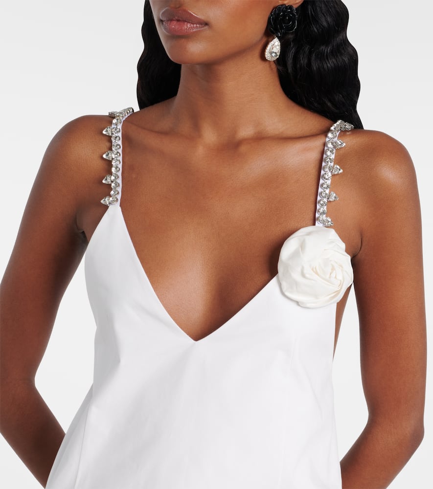 Embellished floral-appliqué minidress