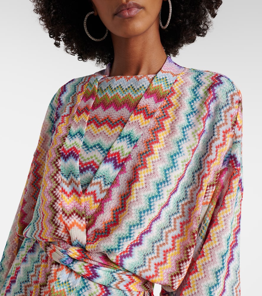 Zig Zag oversized lamé wrap cardigan