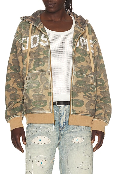 KidSuper Face Camo Hoodie in Dark Green - Green. L also in M, XL/1X, XXL/2X