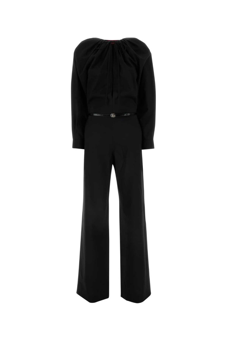 Black Stretch Wool Jumpsuit