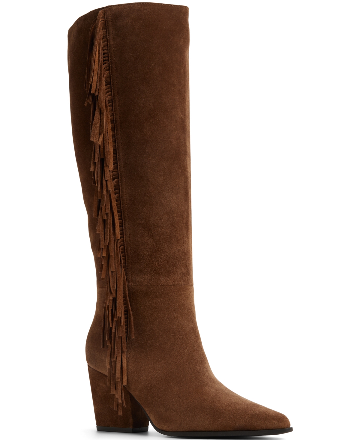 Women's Kaelya Knee-High Tall Fringe Western Boots - Dark Brown Suede