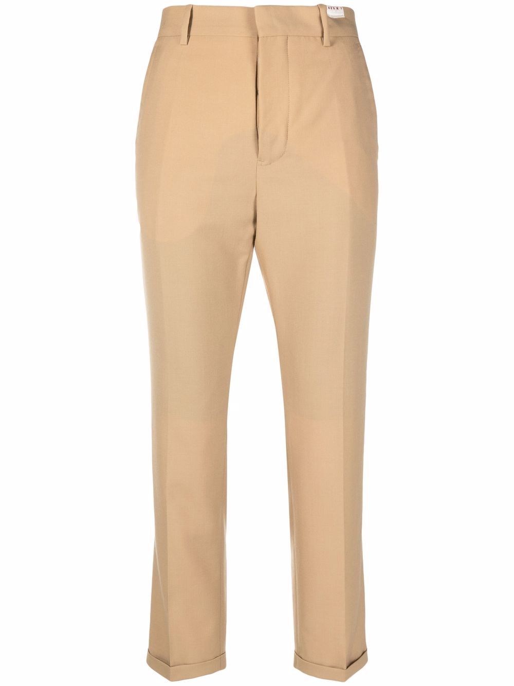 Mid-rise straight-leg trousers - Neutrals