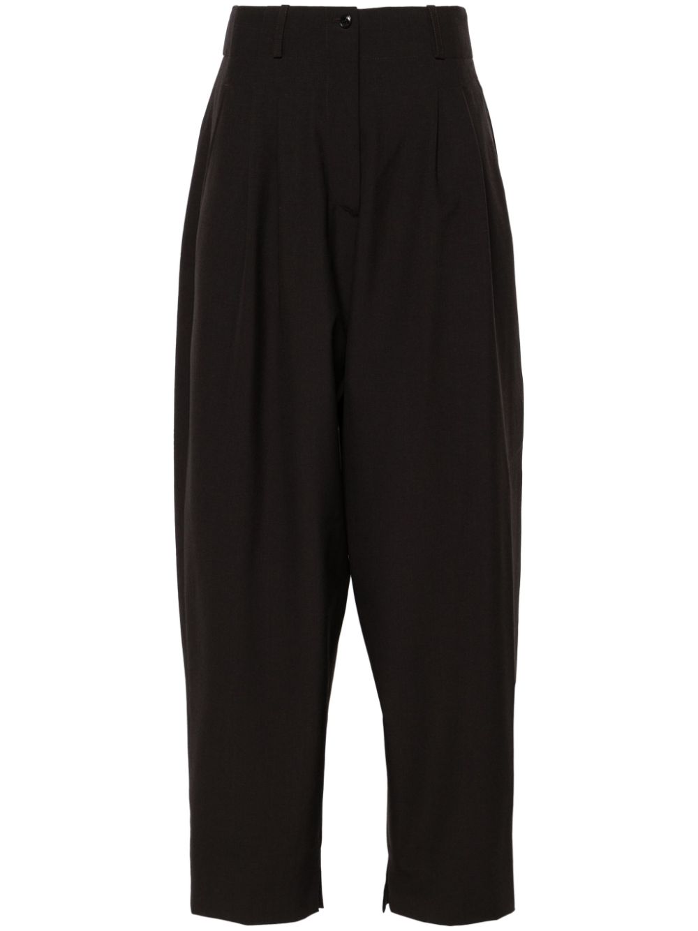 Pleated wide-leg trousers - Brown