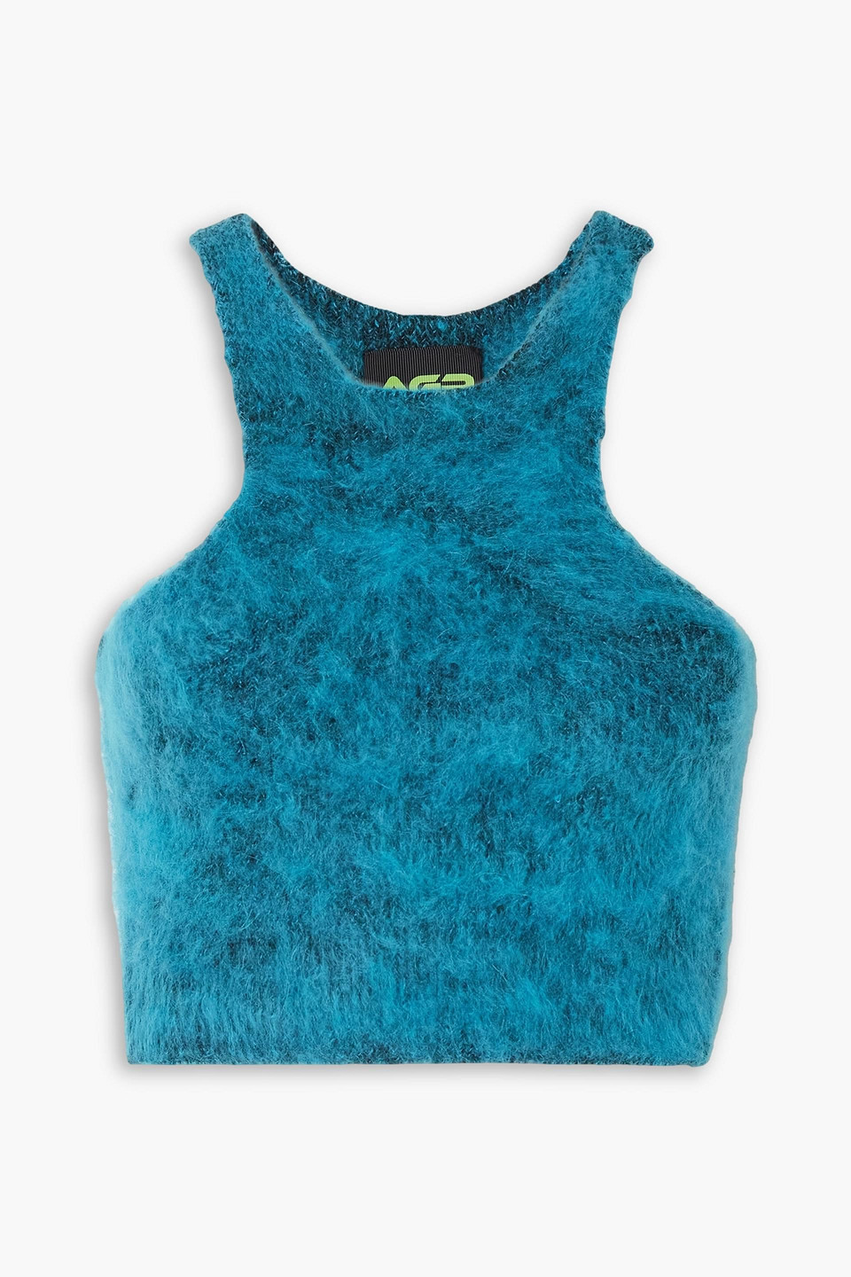 Cropped brushed stretch-knit top