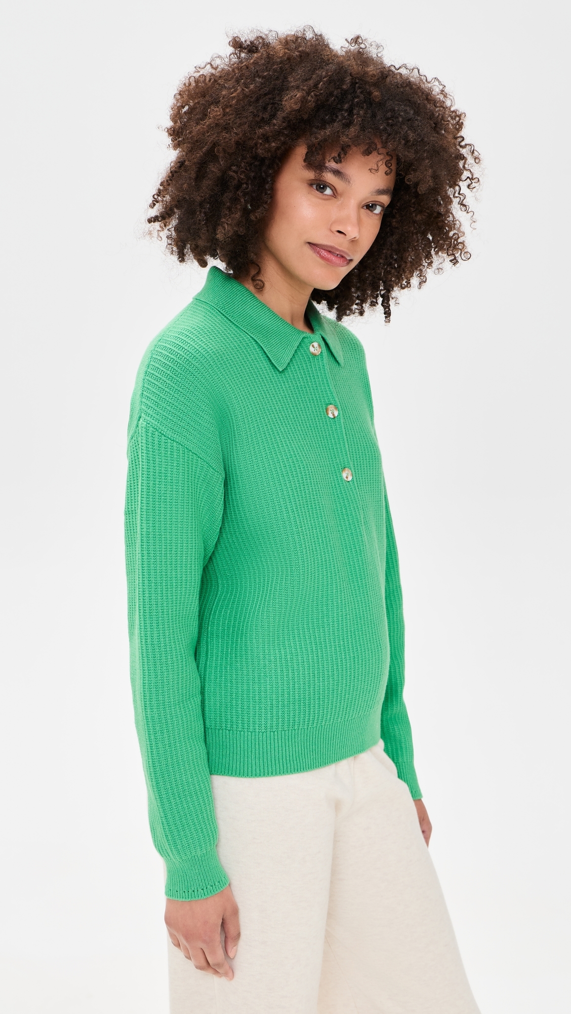 Marlie Knit Polo Sweater Green Spruce