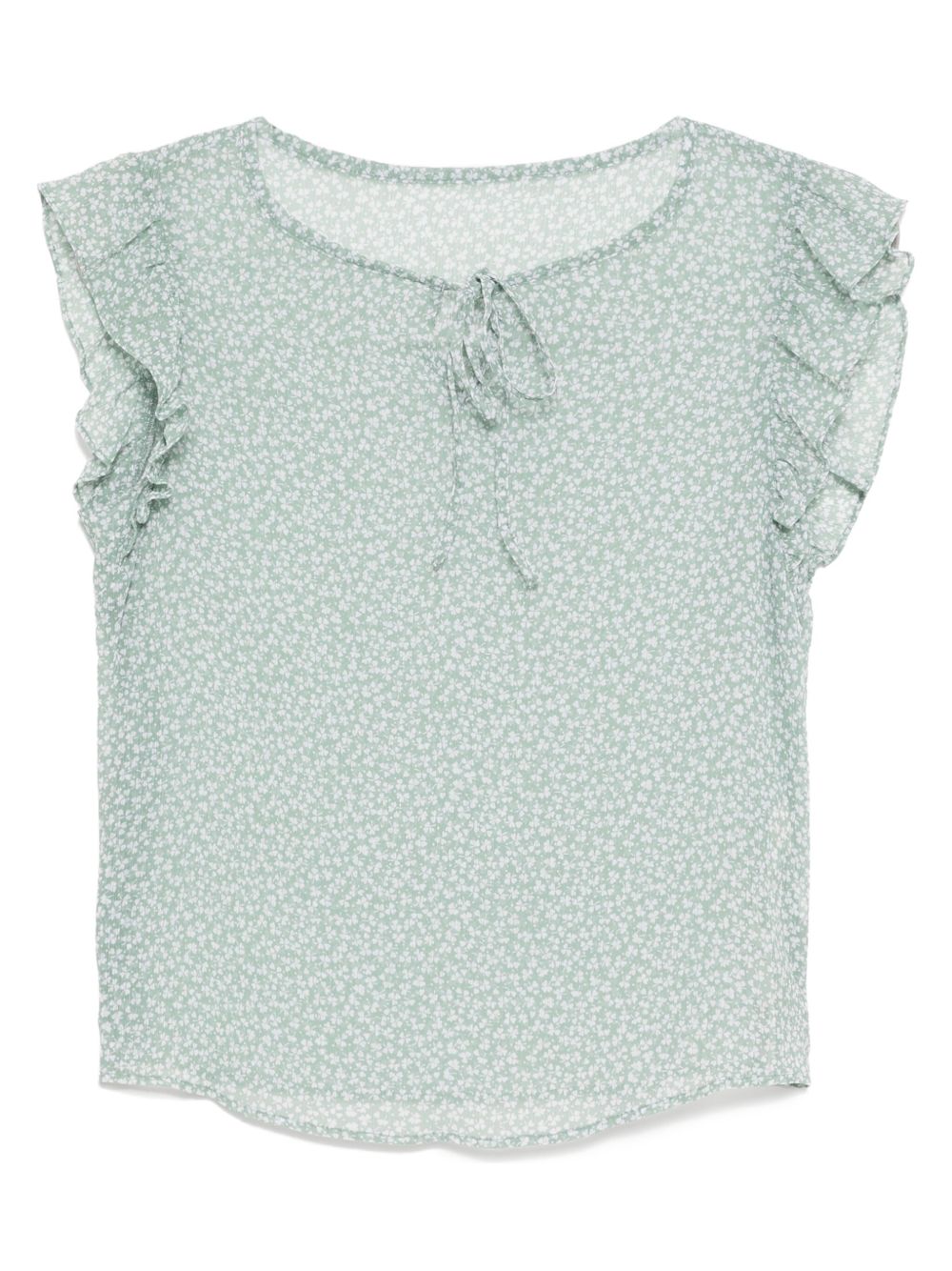 Clover Print Frill blouse - Green