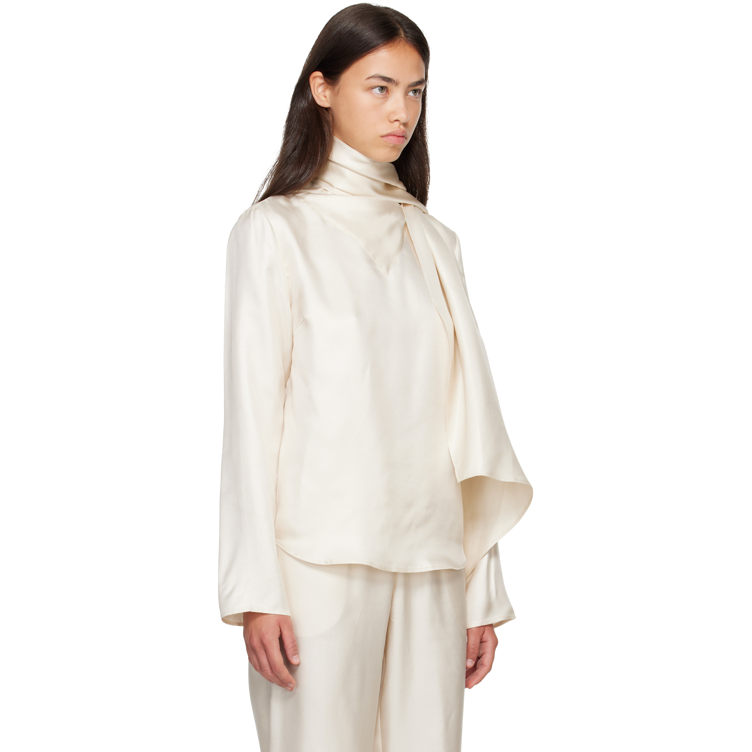 Off-White GALA Silk Twill Scarf Blouse