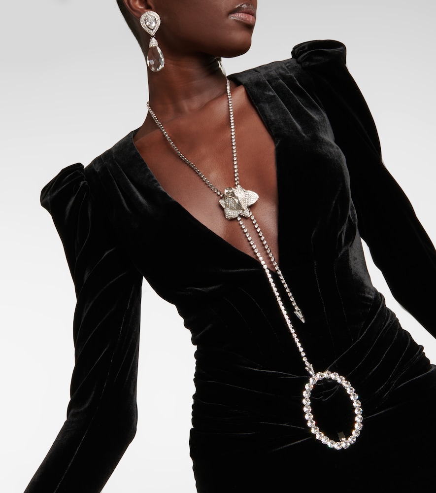 Long-sleeved velvet gown