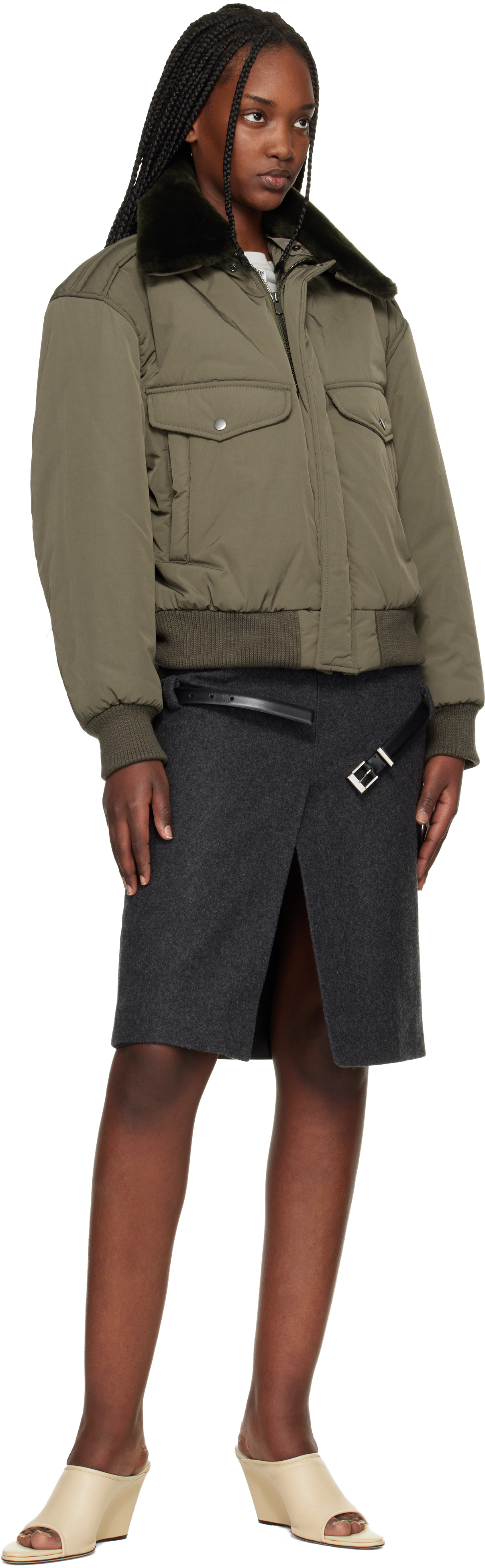 Khaki Midtown Nylon Bomber Jacket