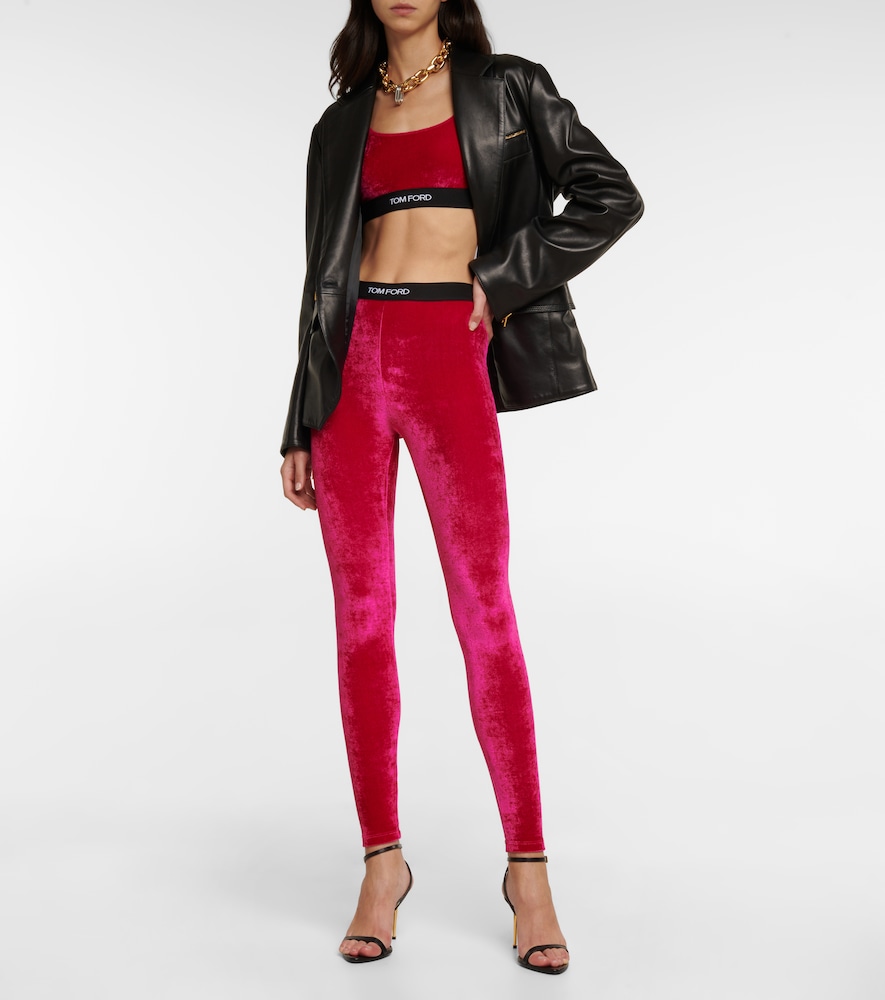 Logo velvet leggings