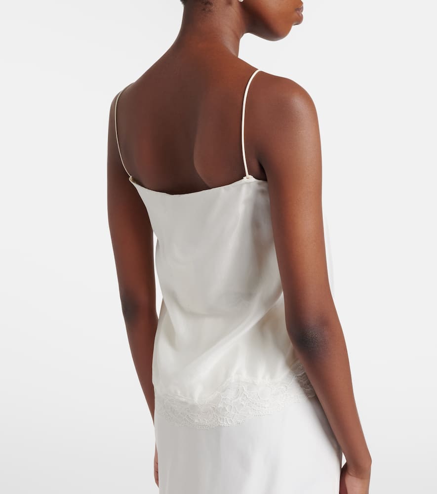 Playful Volumes lace-trimmed silk top