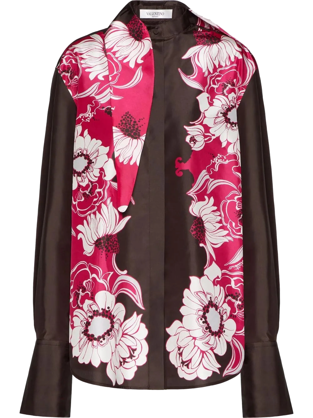 Floral-Print Silk Blouse — Pink