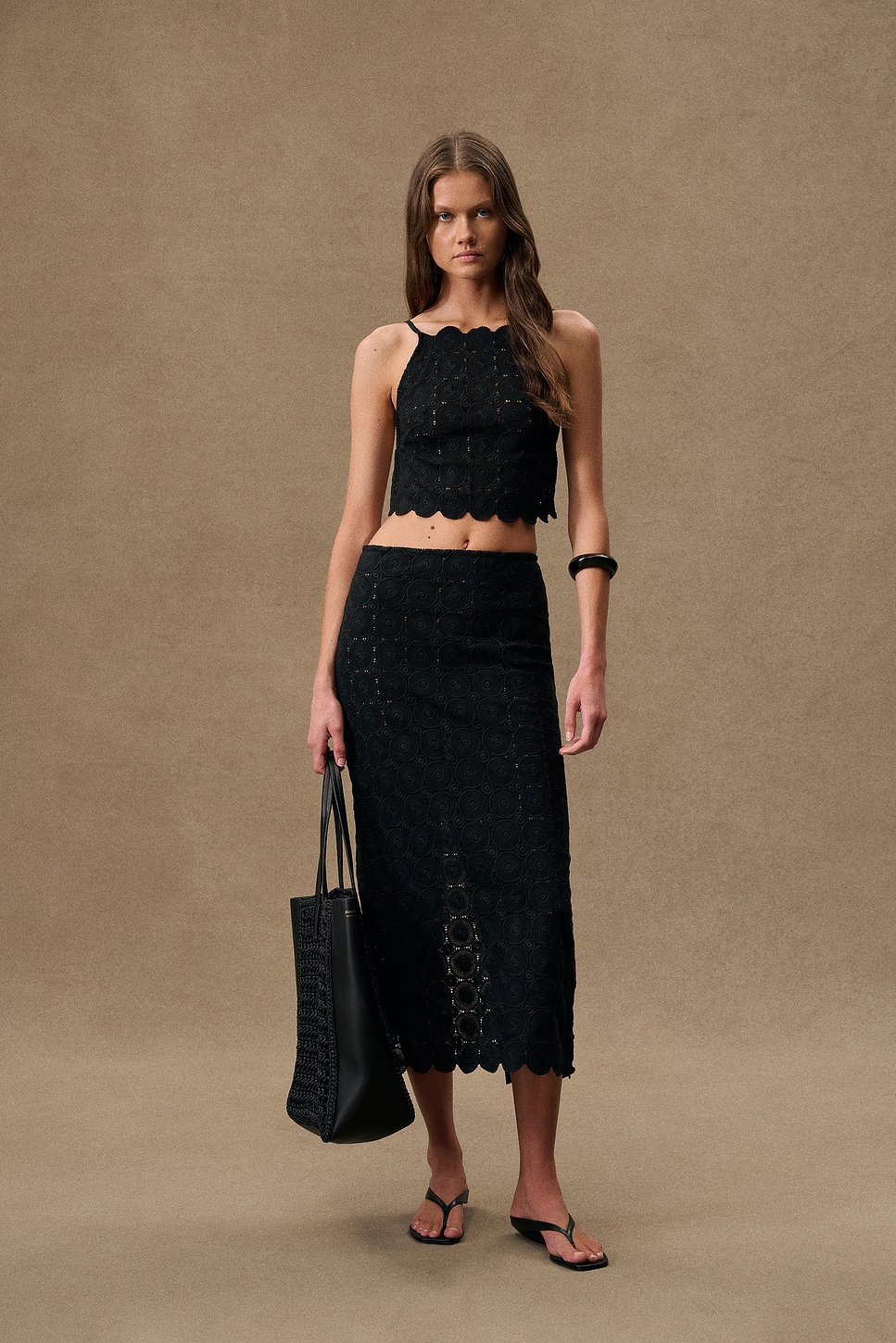 St. Agni for FWRD Doily Column Skirt in Black - Black. XL also in L