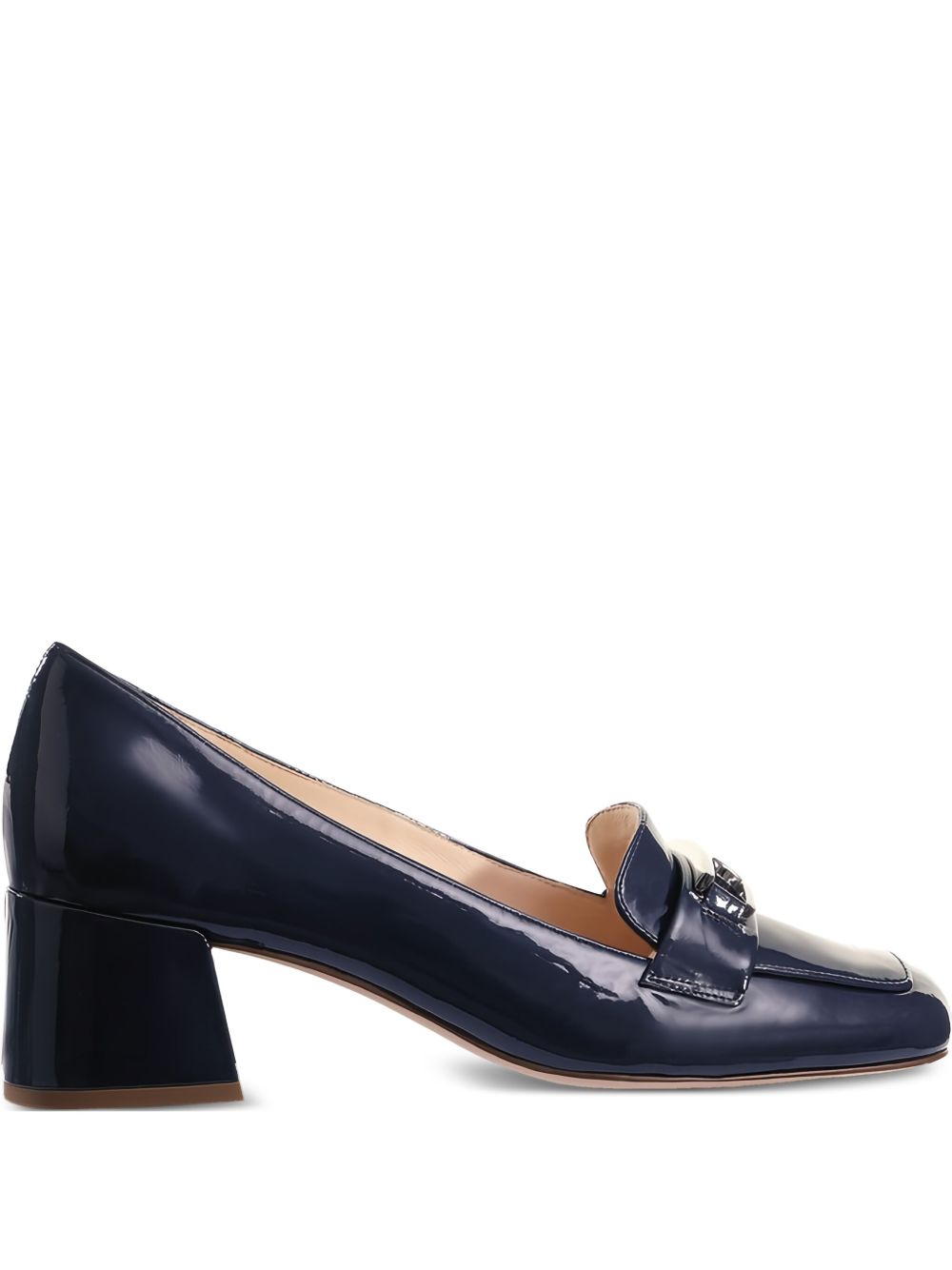 Helen patent-leather block-heel loafers - Blue