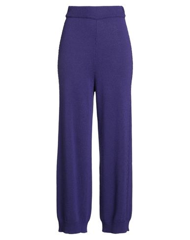 Woman Pants Purple Size 16 Merino Wool, Viscose, Polyamide, Cashmere