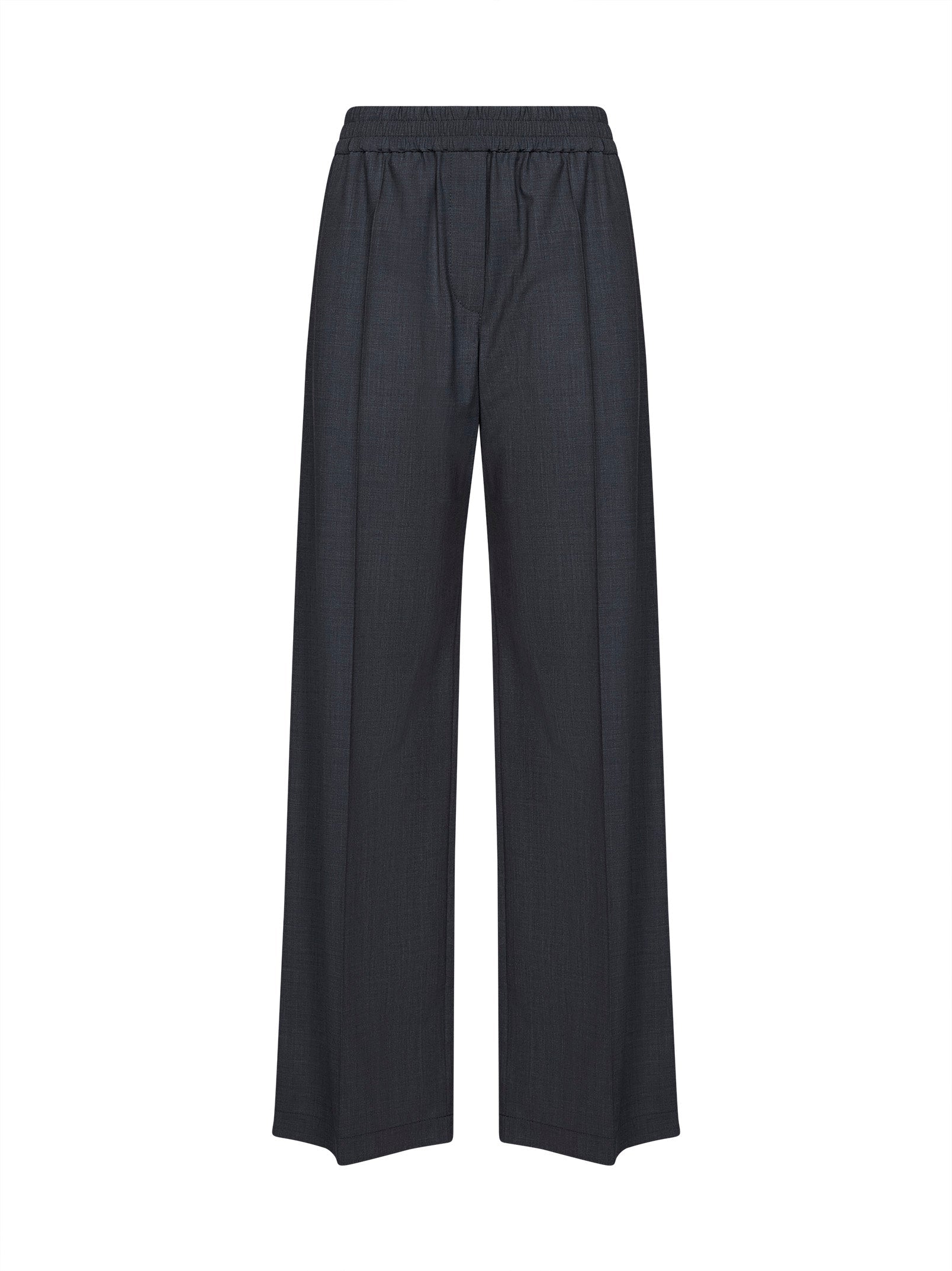 Wide-Leg Lyocell-Blend Trousers — Gray