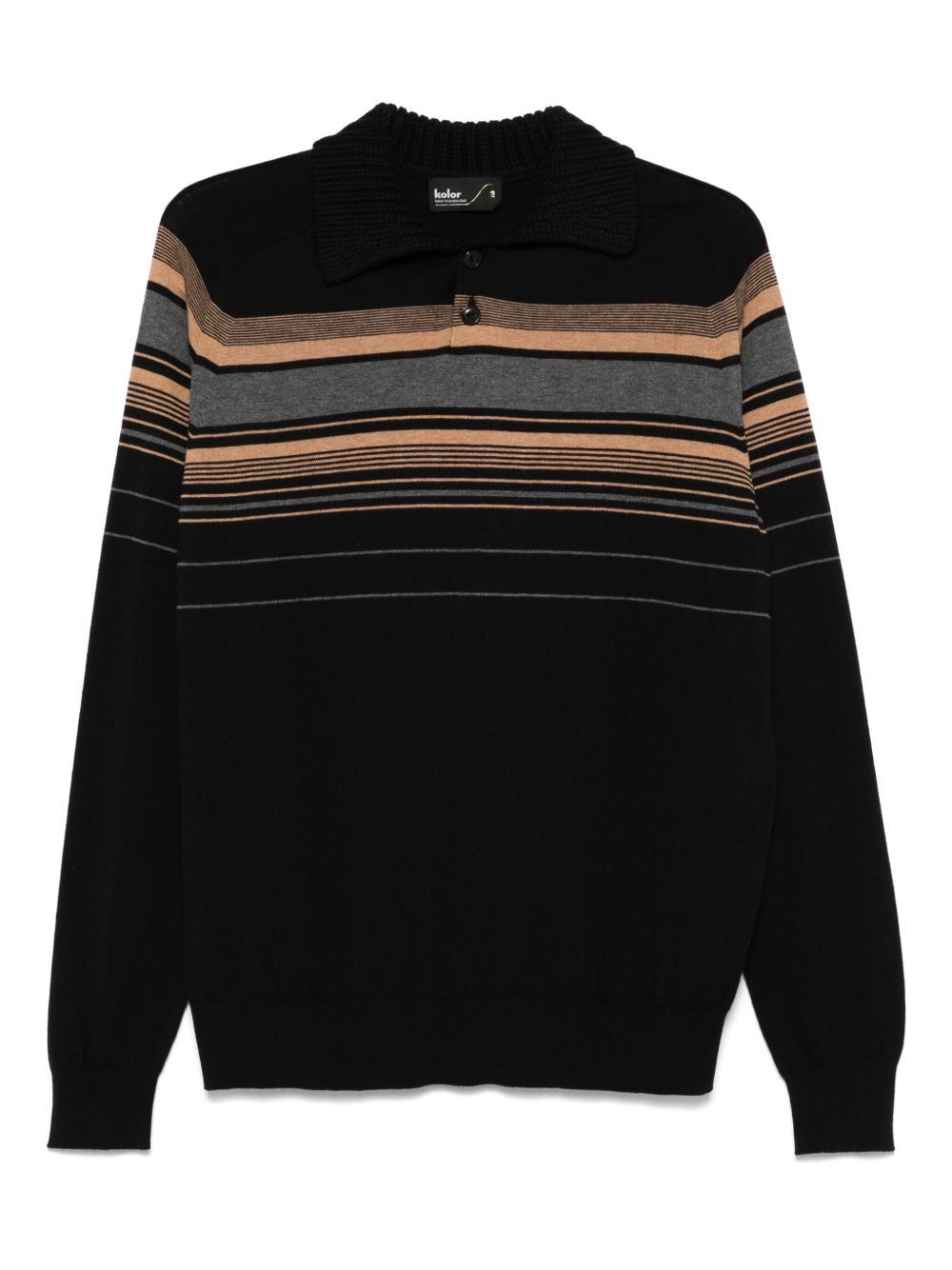 Kolor striped polo shirt - Black