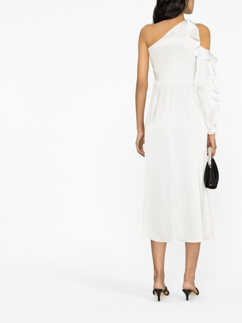 - Ruffle Detail One Shoulder Midi Dress