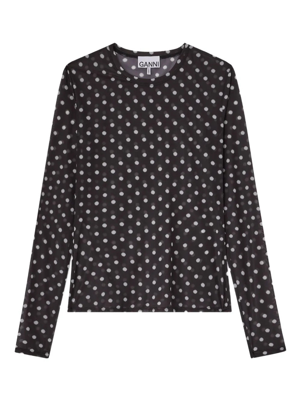 Sheer Round-Neck Long-Sleeve Top