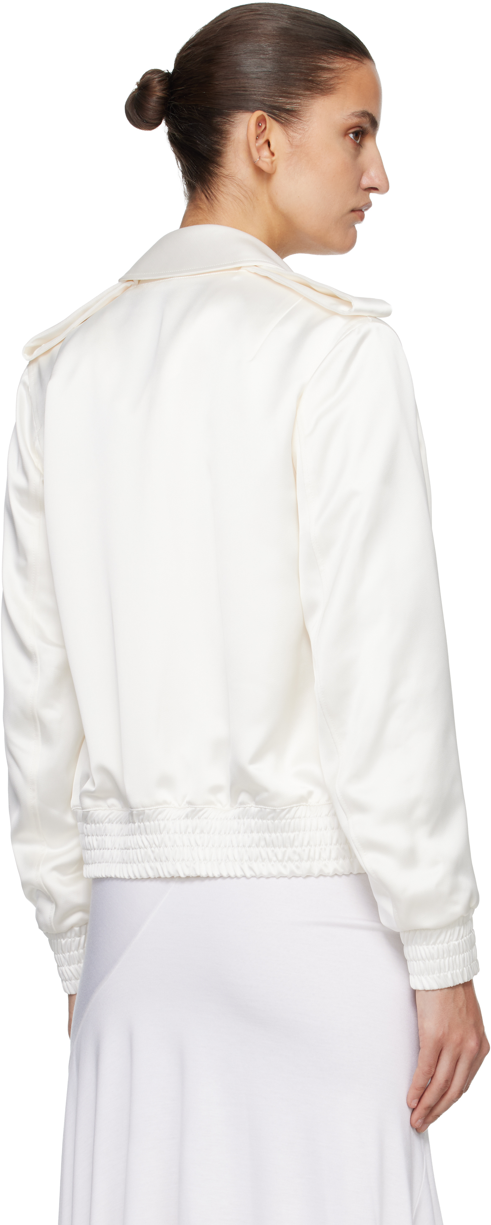 Off-White Satin Blouson Flight Jacket