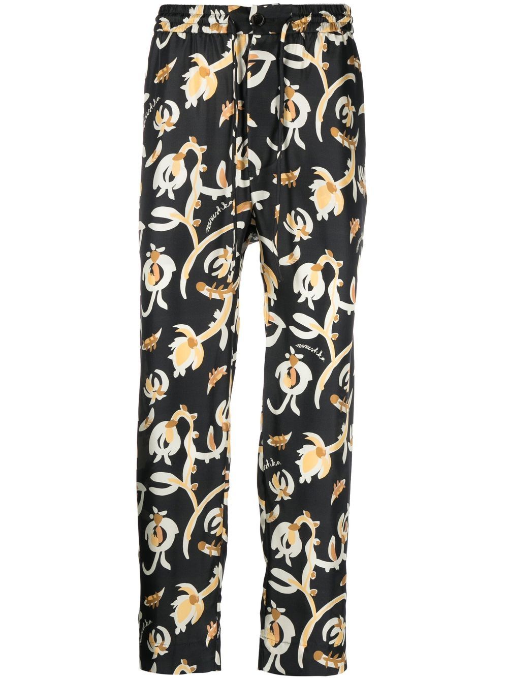 Jain floral-print trousers - Black