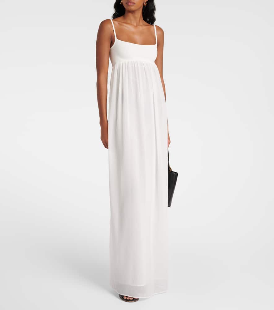 Peplo jersey and muslin maxi dress