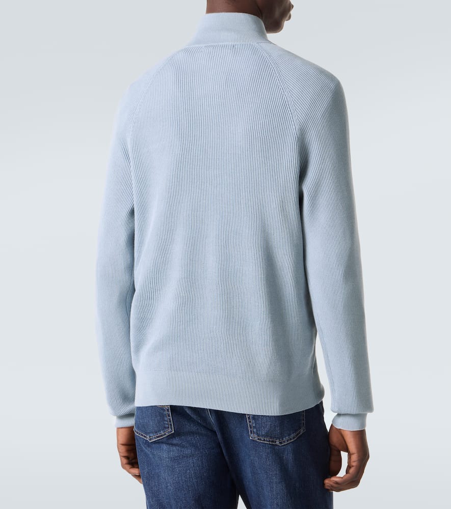Ribbed-knit cotton sweater