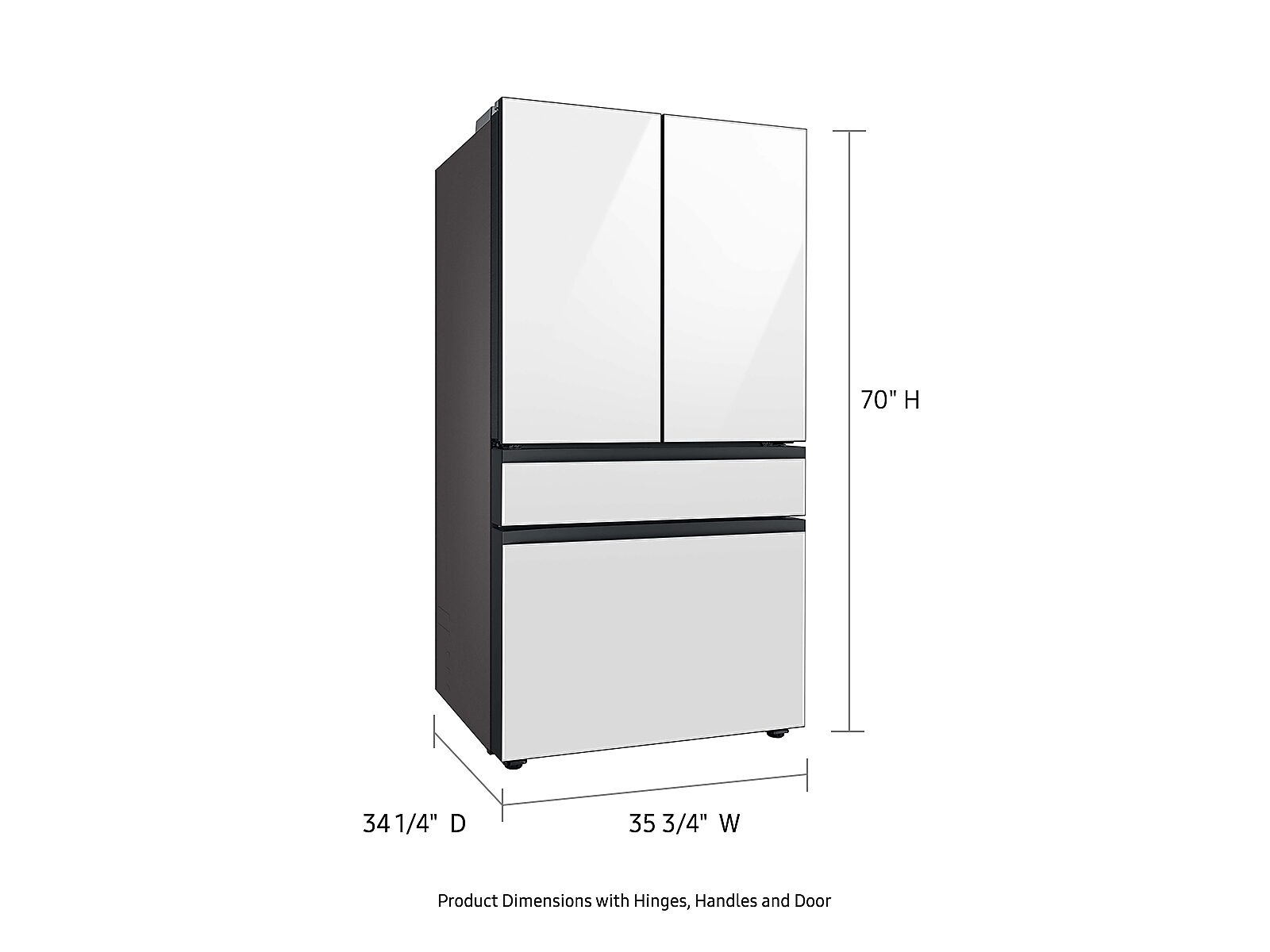 Bespoke 4-Door French Door Refrigerator (29 cu. ft.) with Beverage Center™ in White Glass (RF29BB860012AA)