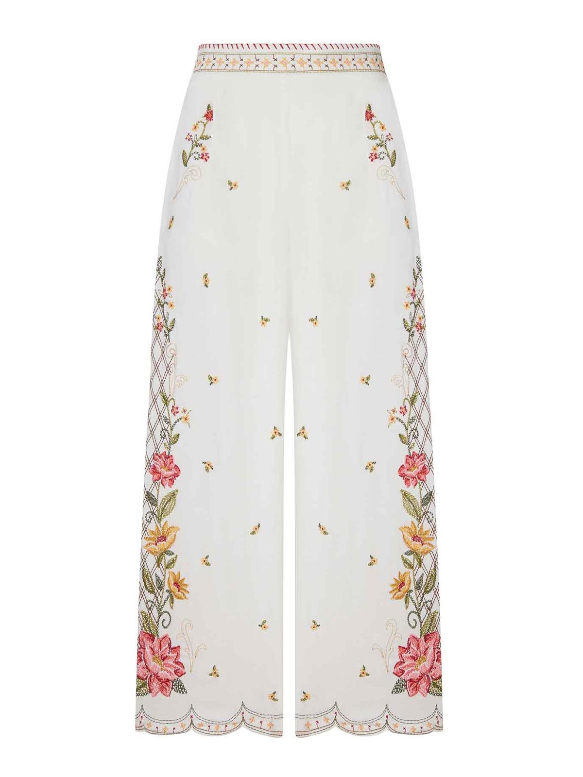 Palazzo Trousers With Floral Embroidery