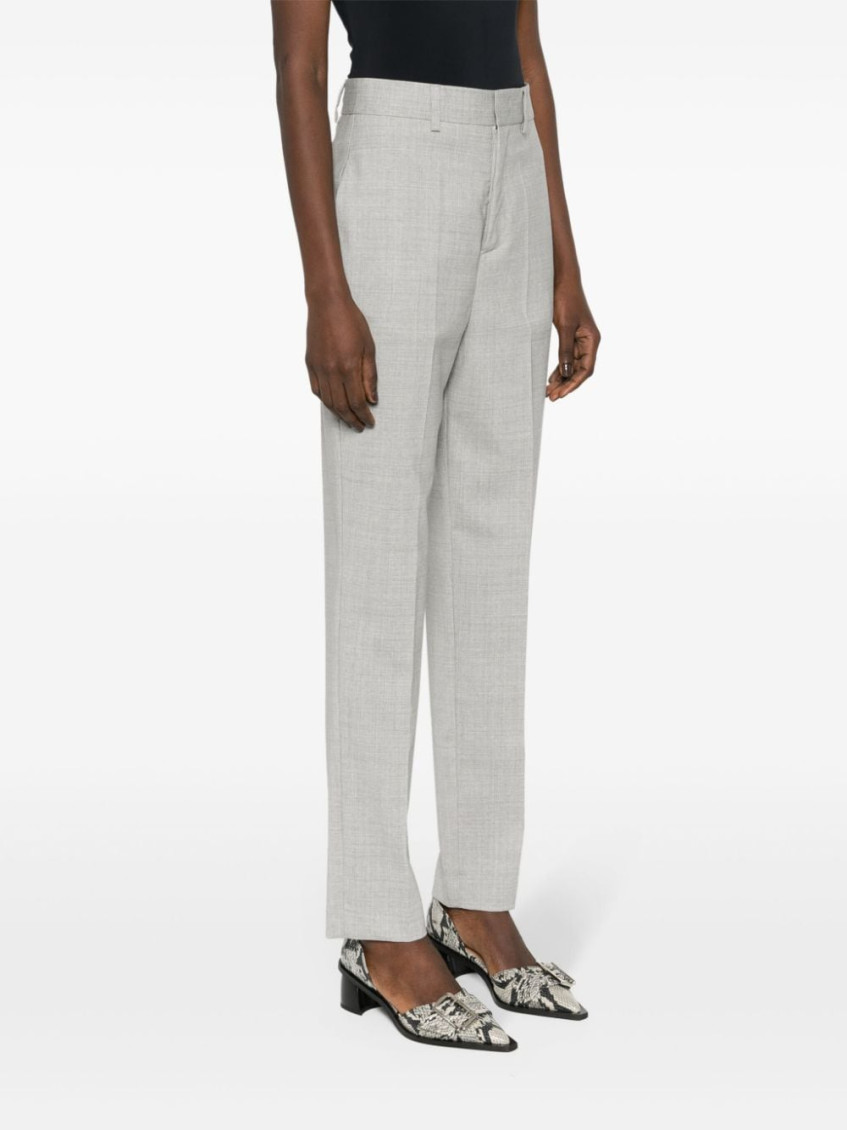 Grey high-waisted tailored trousers