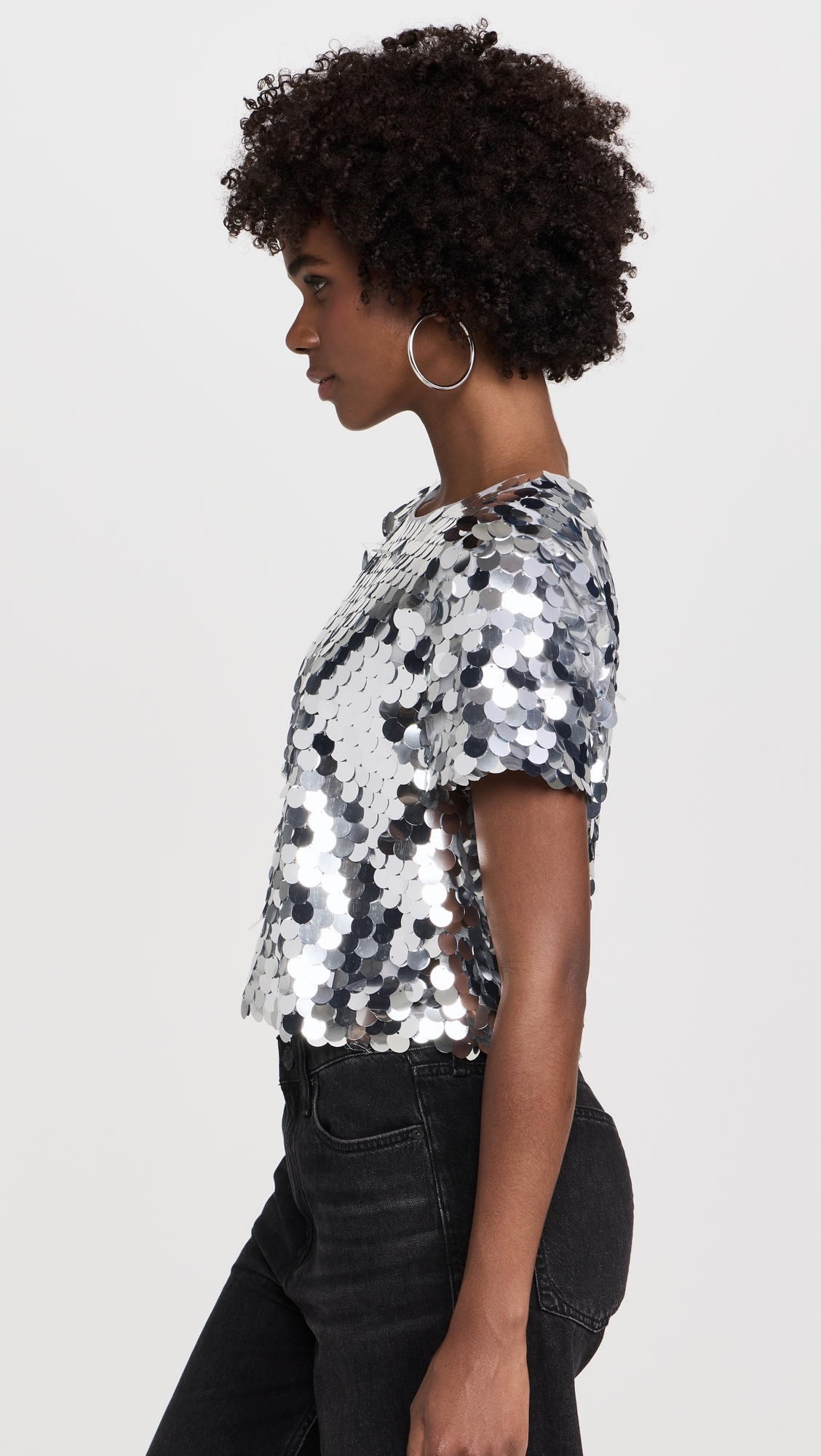 Fisheye Sequins Top Silver