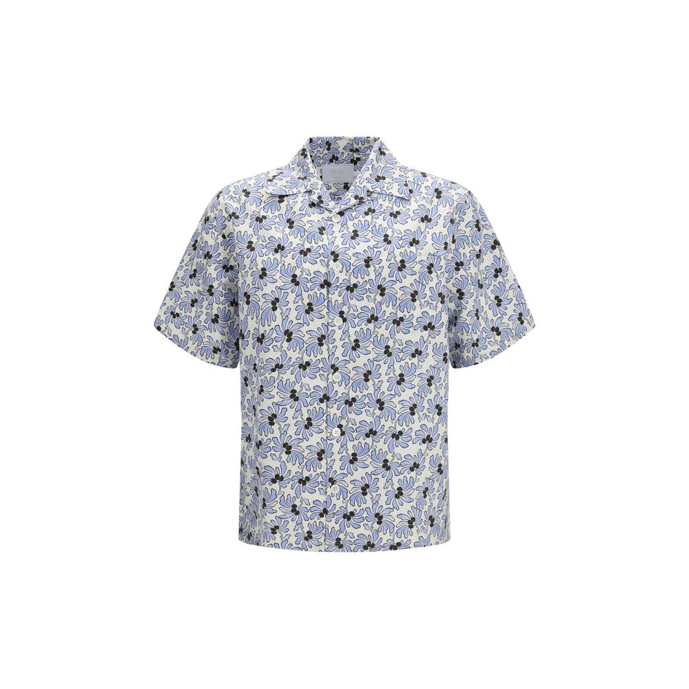 Floral-Print Cotton Shirt — Blue