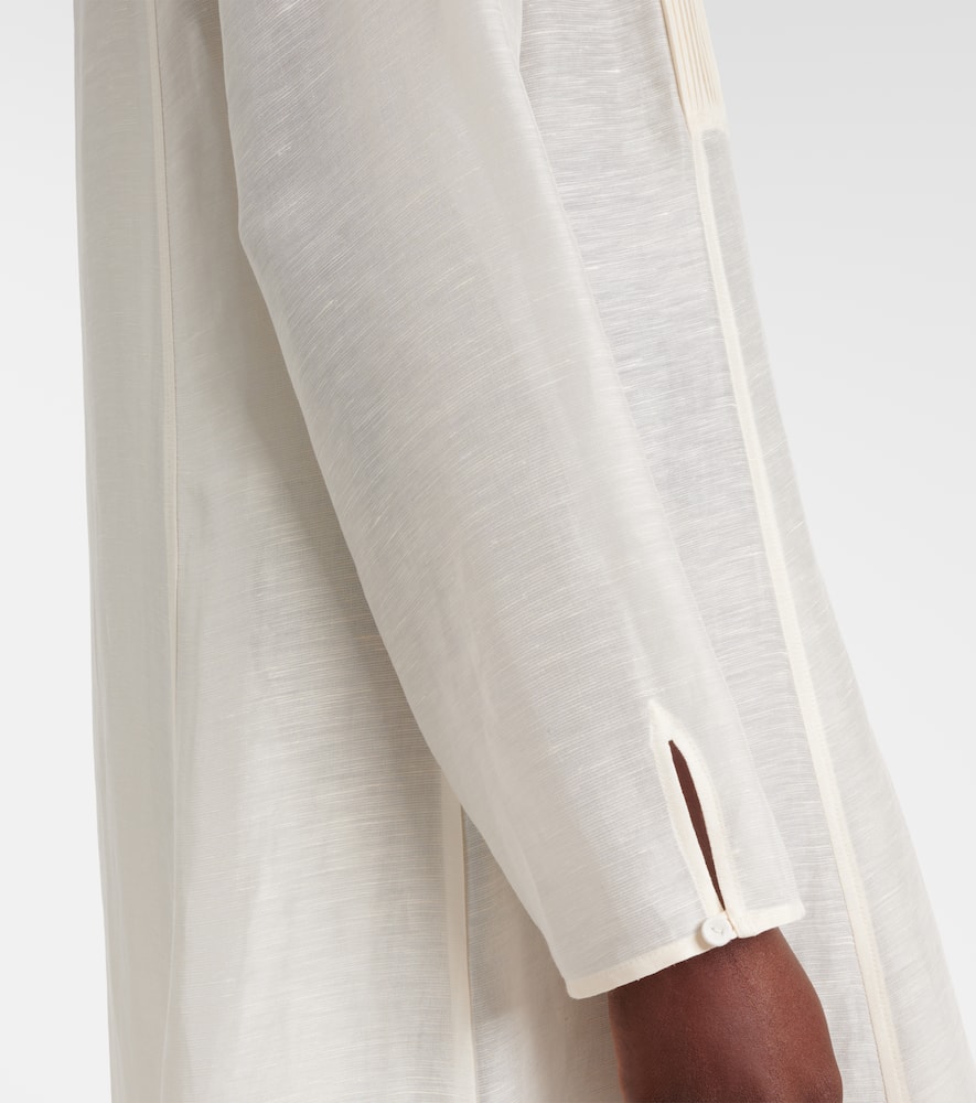Pleated linen and silk kaftan