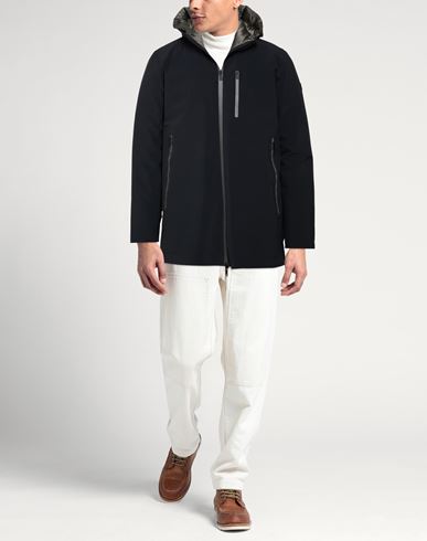 Man Coat Black Size L Polyester, Polyurethane