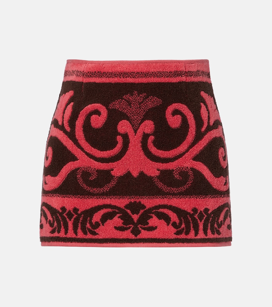 Cotton terry jacquard miniskirt