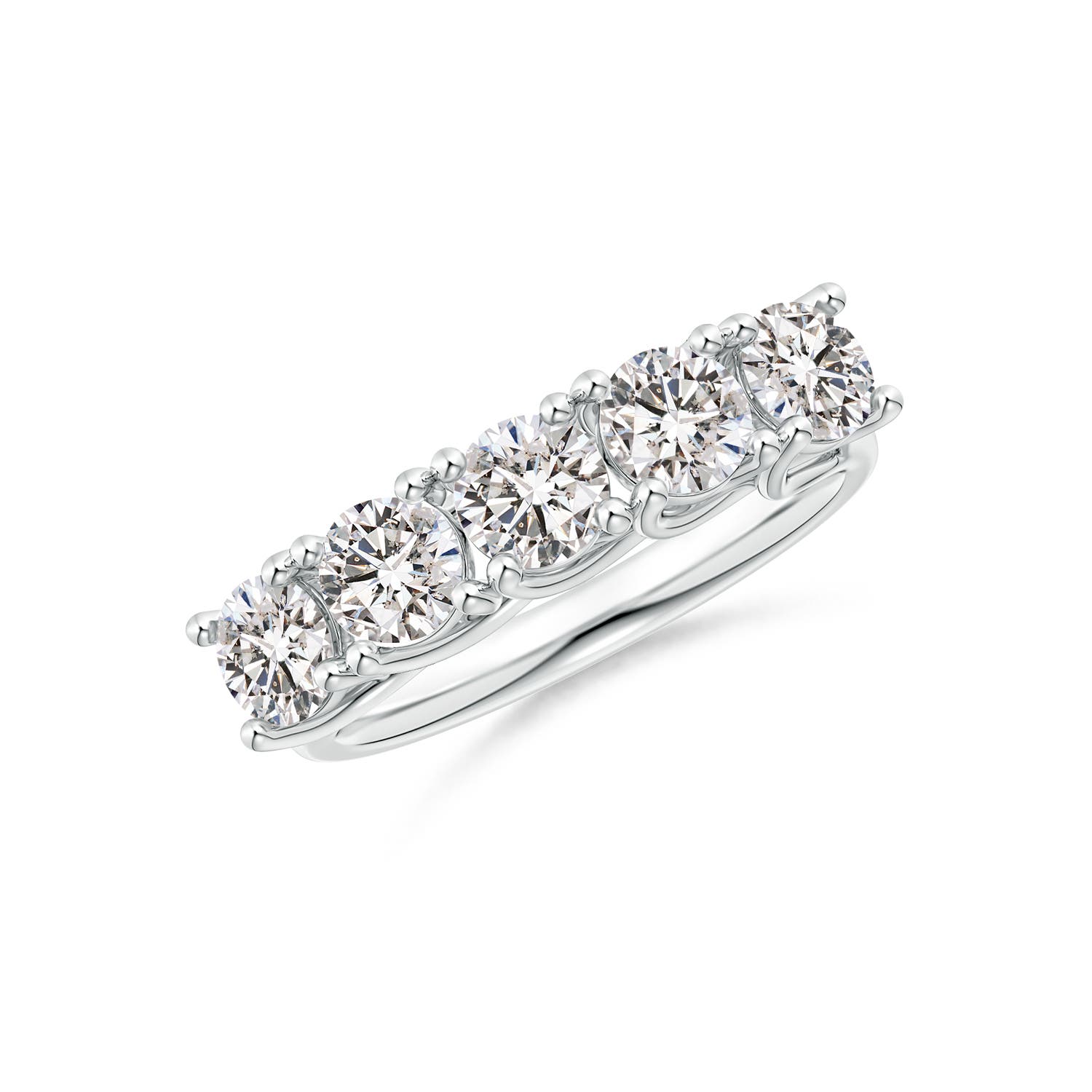 Angara 1.75 Carats Half Eternity Five Stone Diamond Wedding Band in Platinum