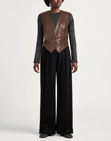 Woman Tailored Vest Chocolate brown Size S Polyester, Polyurethane