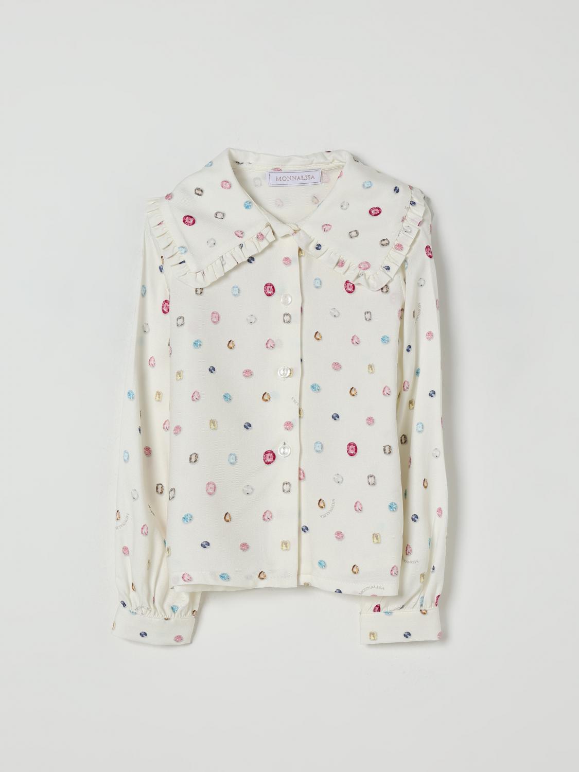 Ruffled-collar button-up shirt - White