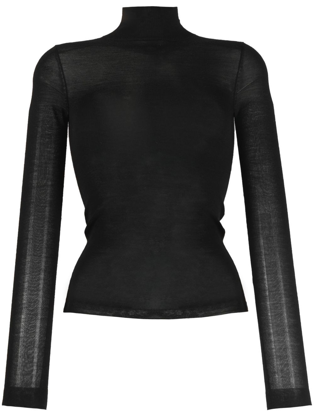 Semi-sheer merino knit top - Black