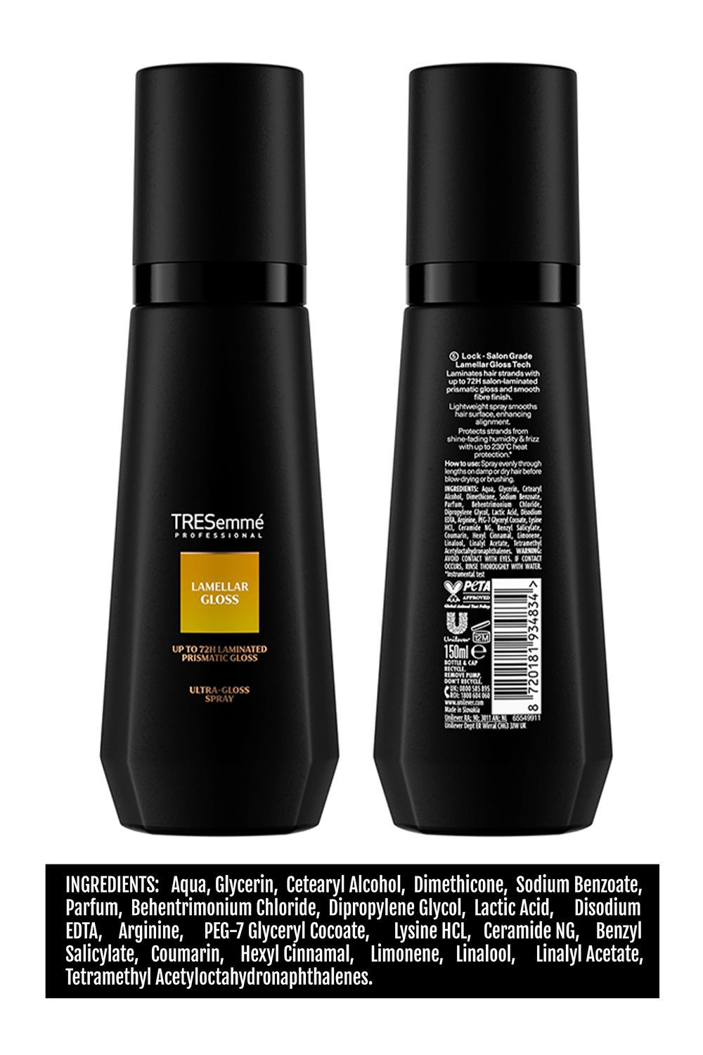 Tresemme Unisex Lamellar Gloss Hair Spray Ultra Gloss Shine Boost Hair Care 150ml, 6 Pack