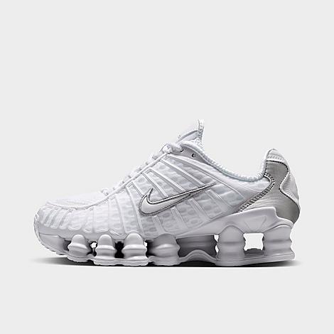 Big Kids Shox TL Casual Shoes in White/Metallic Silver/Max Orange