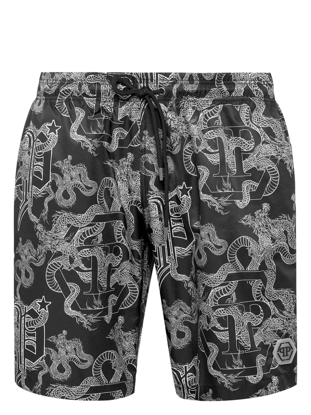 Graphic-print swim shorts - Black