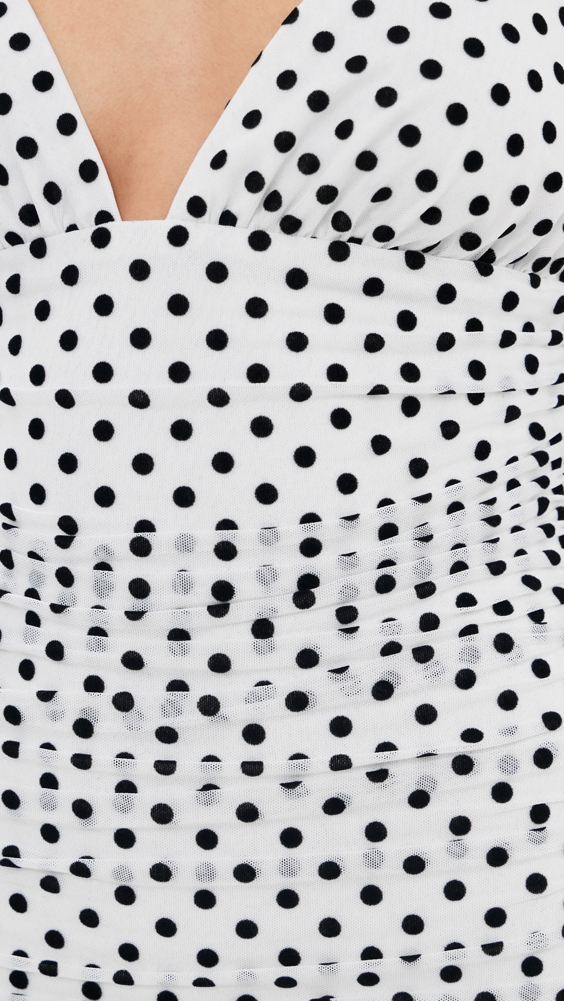 Spot Mesh Maxi Dress with Scarf White/Black