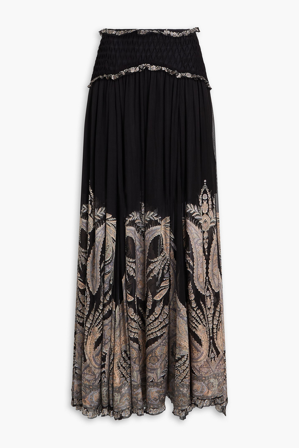 Paisley-print silk-voile maxi skirt - Black - 0