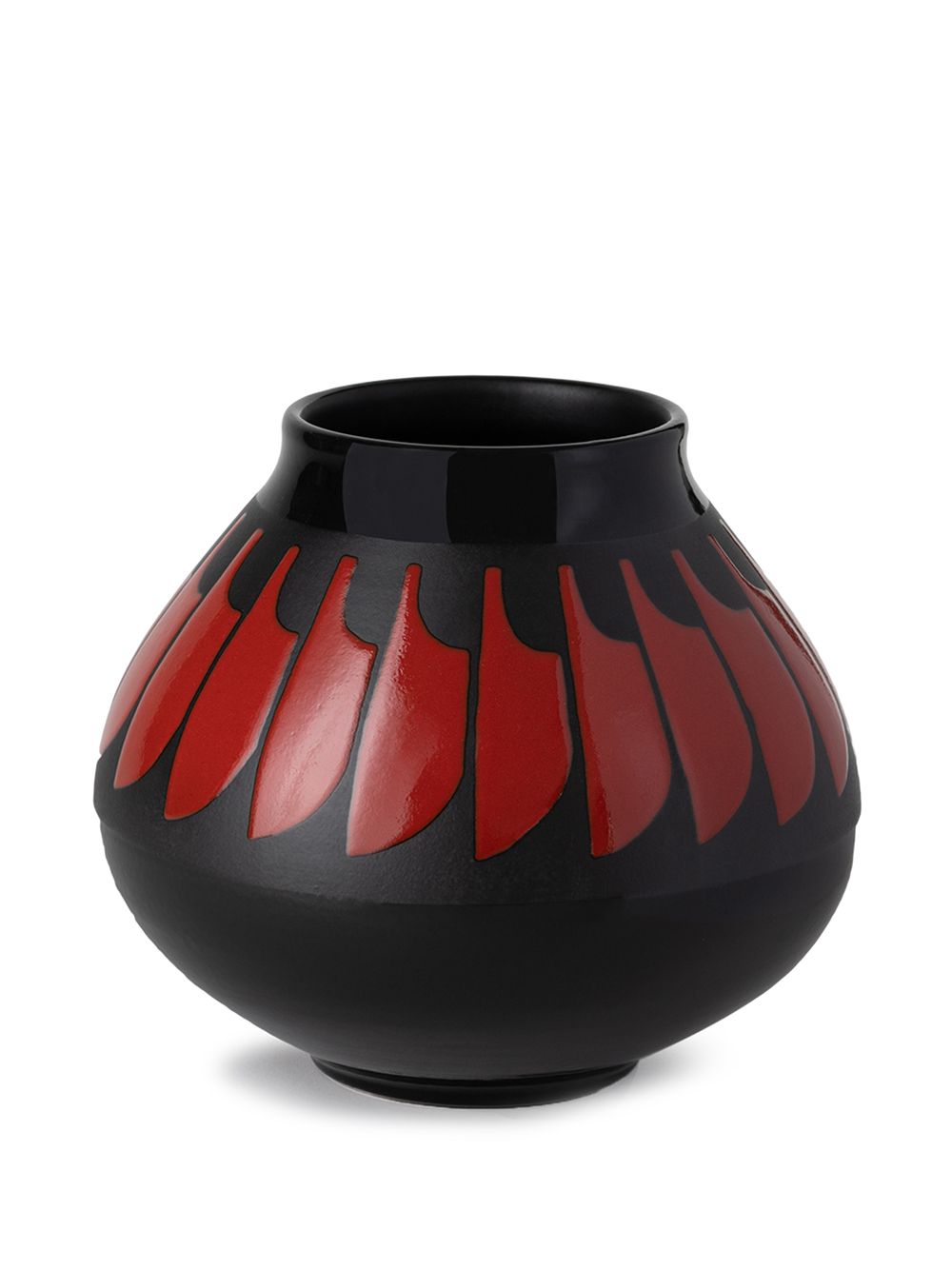 Feathers pattern two-tone vase - Black