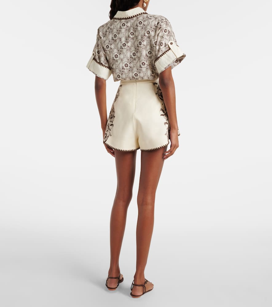 Alémais Printed linen and cotton shorts
